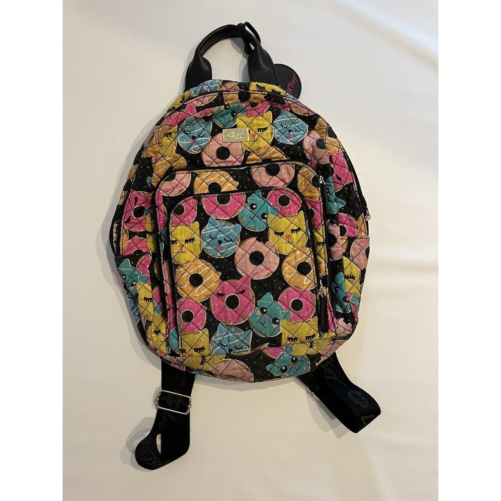 Betsey Johnson Backpack Quilted Cat Theme Back Pack‎ Doughnuts